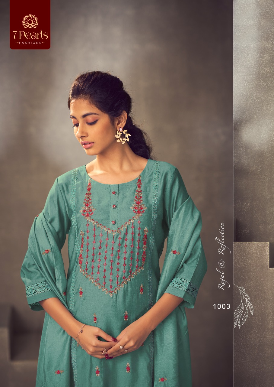 7 pearls rhea roman silk new and modern style top with pant and dupatta catalog