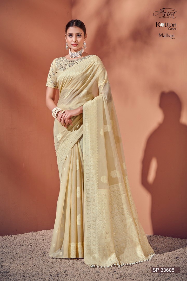 aura malhari vol 3 cotton elegant saree catalog