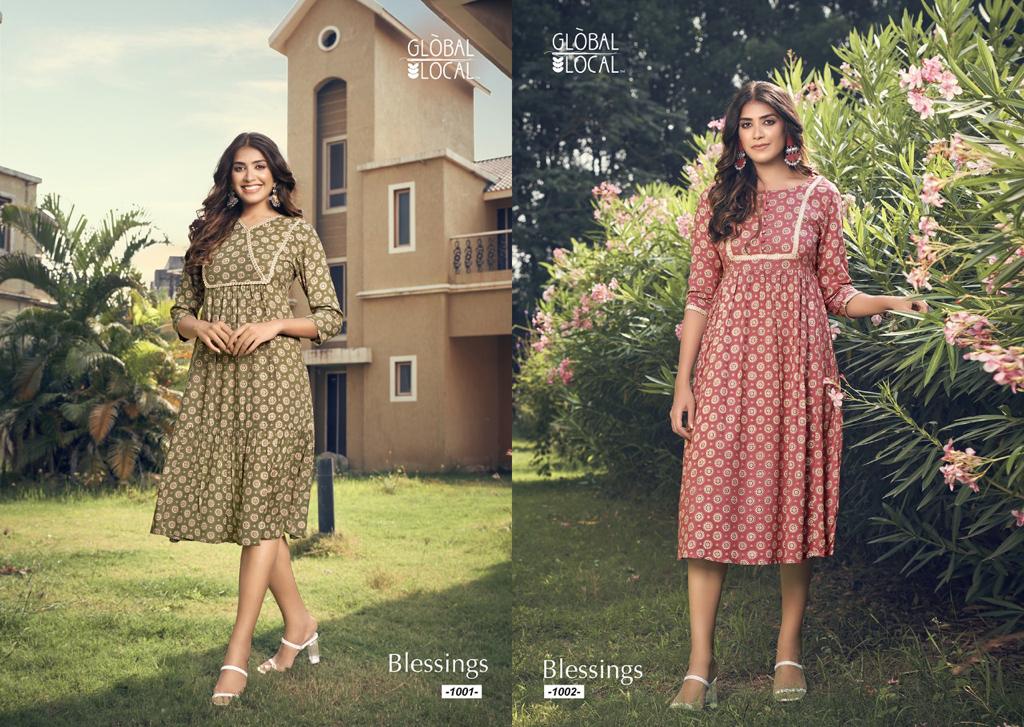 global local Blessings rayon elegant look kurti catalog