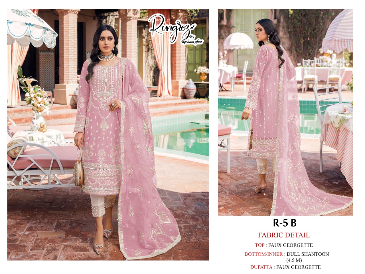 rungrez reshamghar r 5 colours georgette astonishing look salwar suit catalog