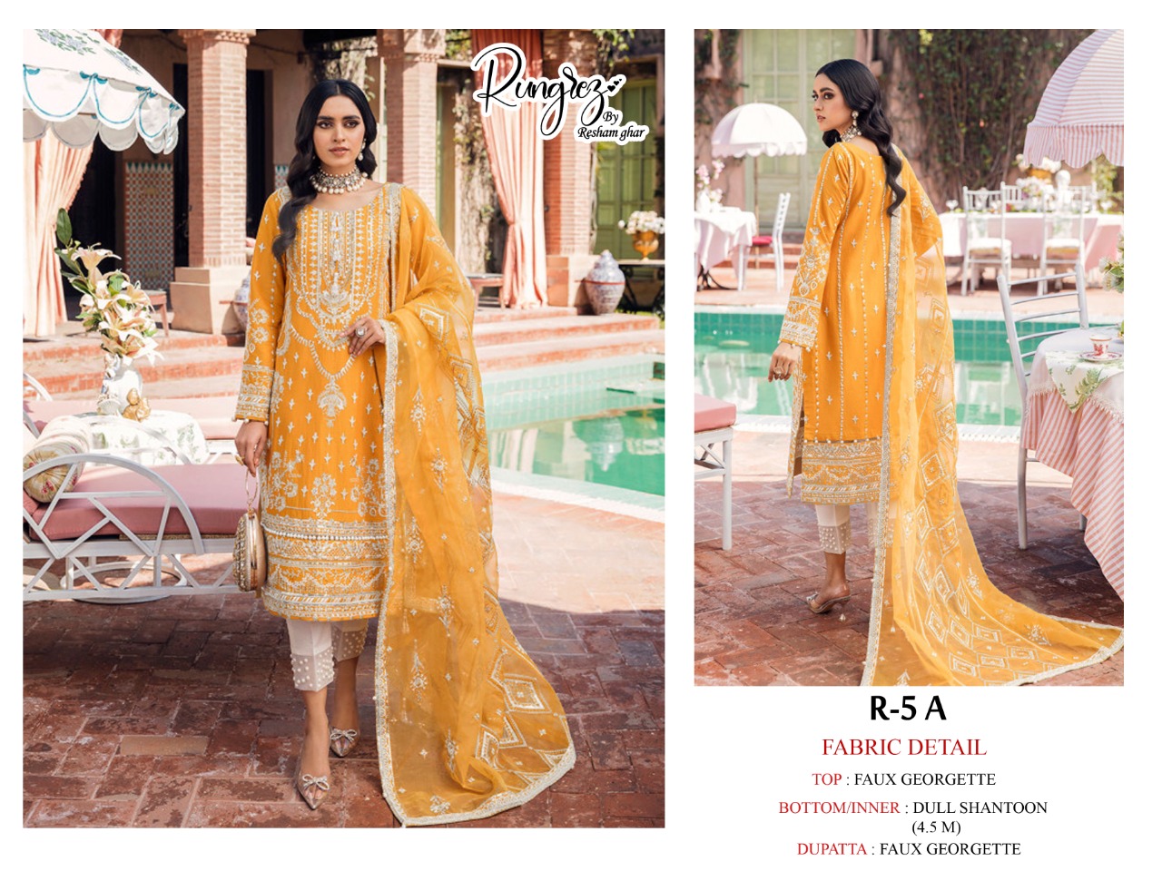 rungrez reshamghar r 5 colours georgette astonishing look salwar suit catalog
