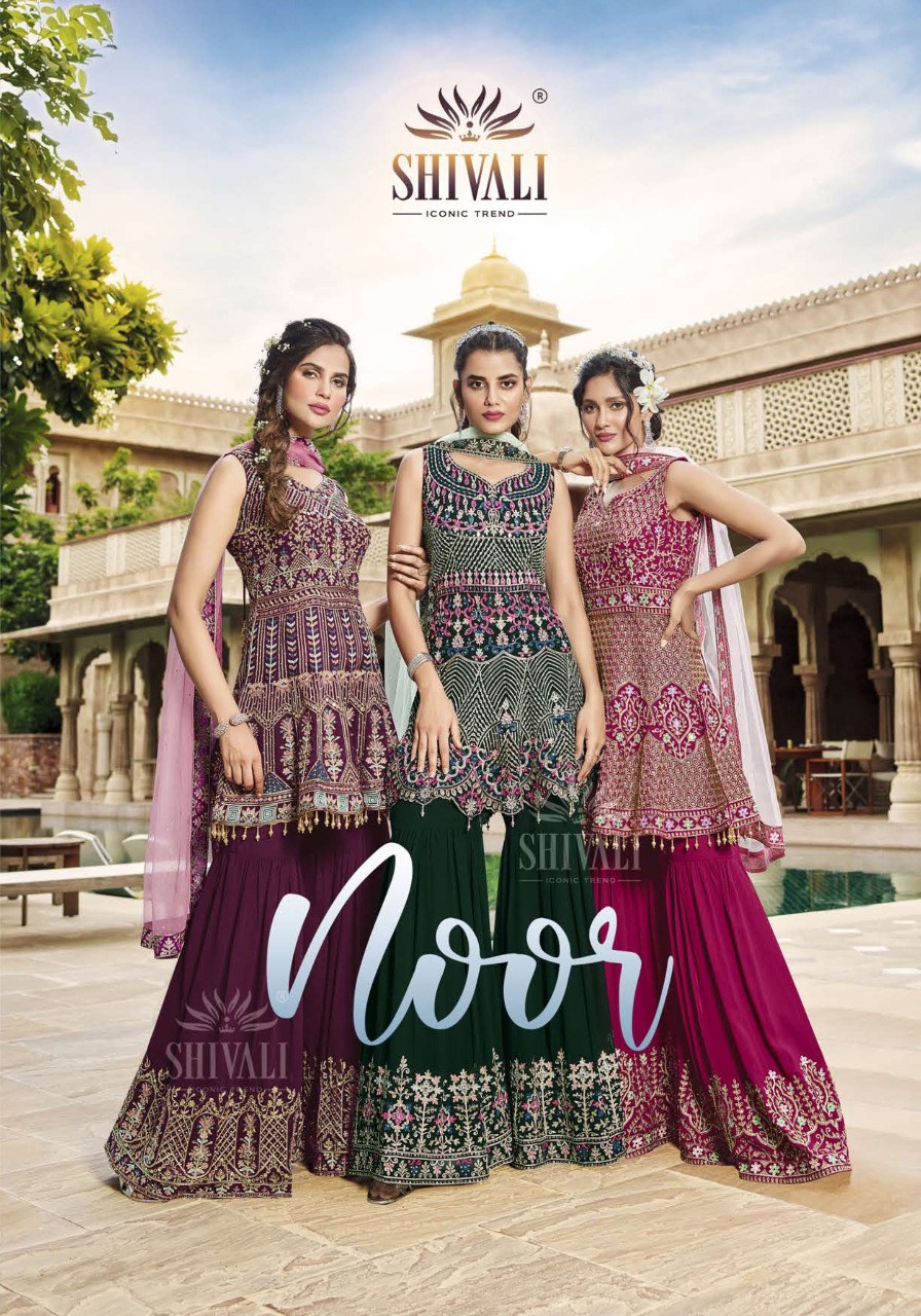 shivali noor georgette garceful look indo western catalog