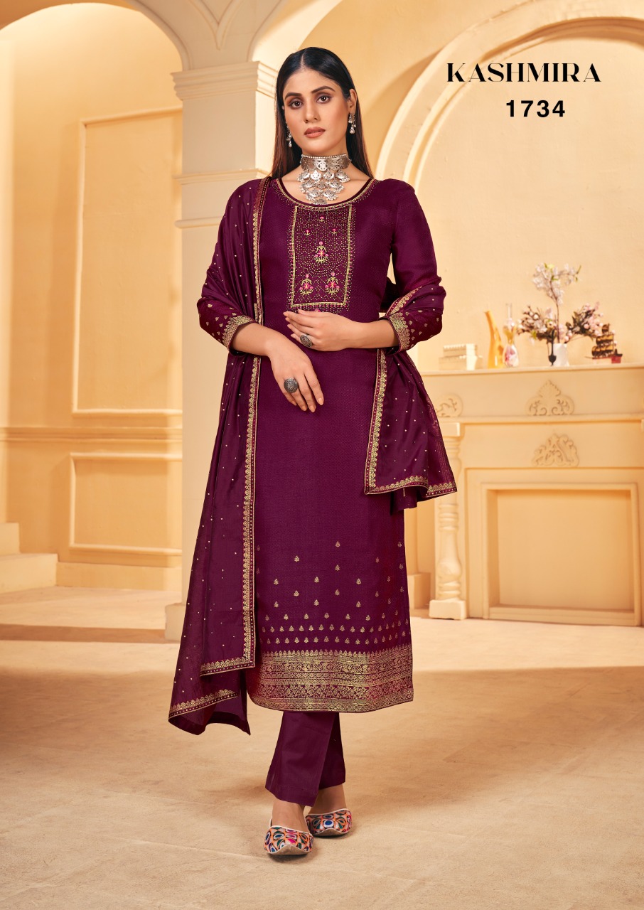 triple aaa kashmira Dola Jequard elegant look salwar suit catalog