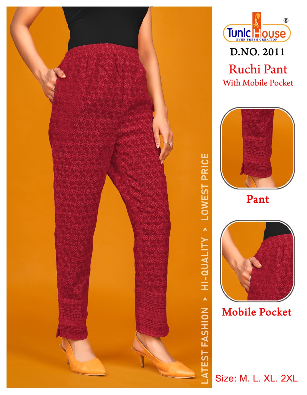 tunic house ruchi 2001 to 2011 cotton lucknowi chikan elegant look pants size set