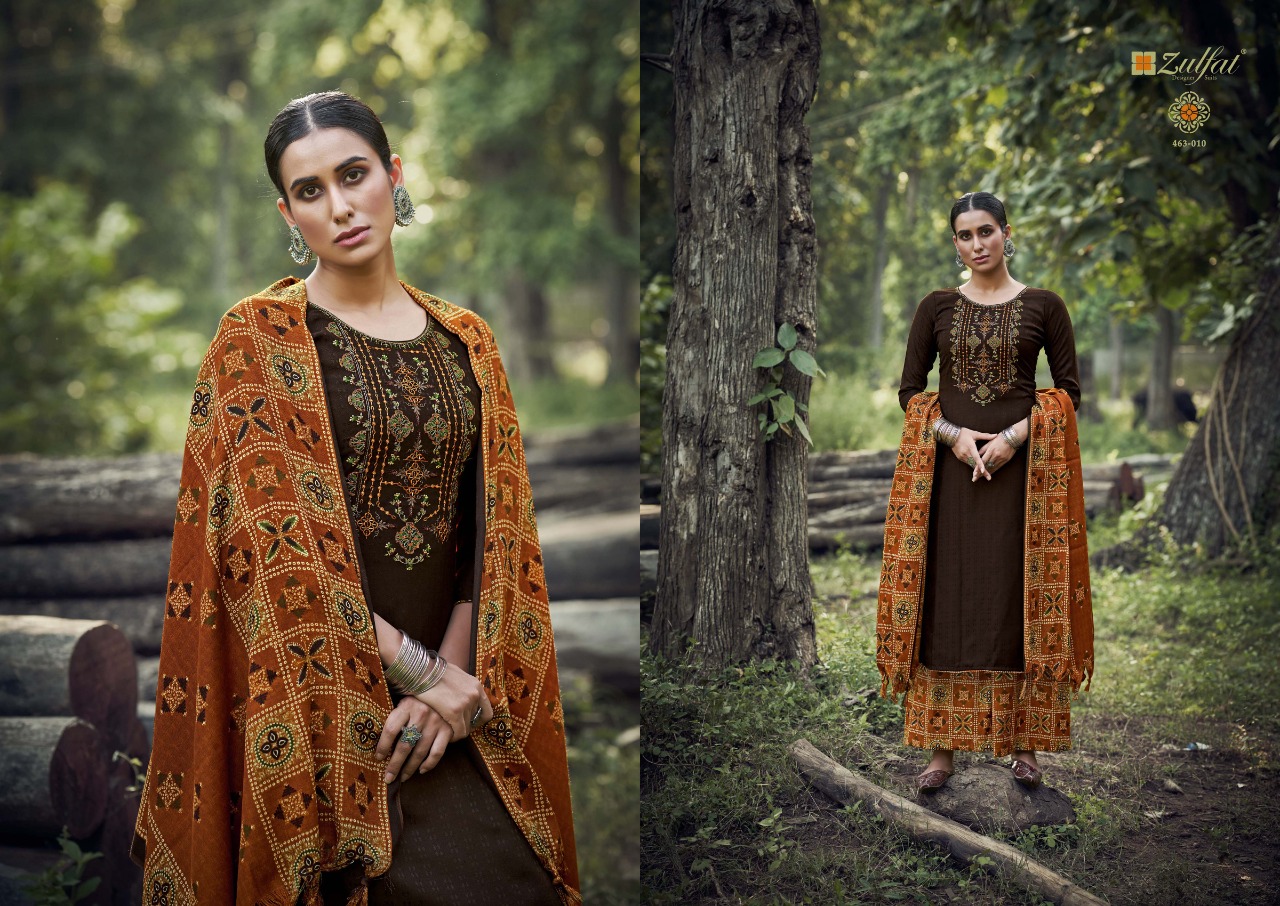 zulfat designer suit sohani 3 wool pashmina attrective look salwar suit catalog