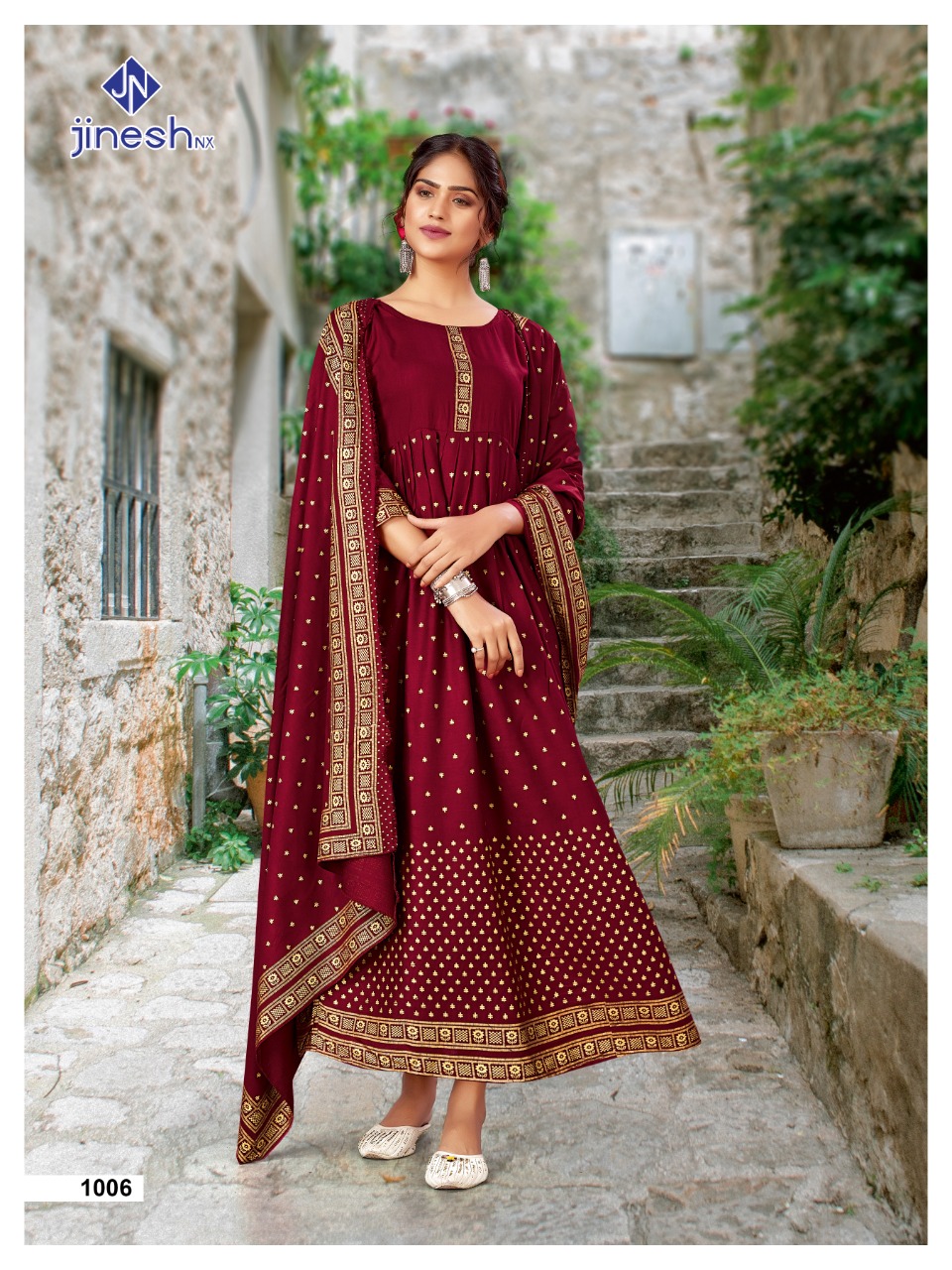 jinesh nx jannat rayon beauiful colours kurti pant with dupatta catalog