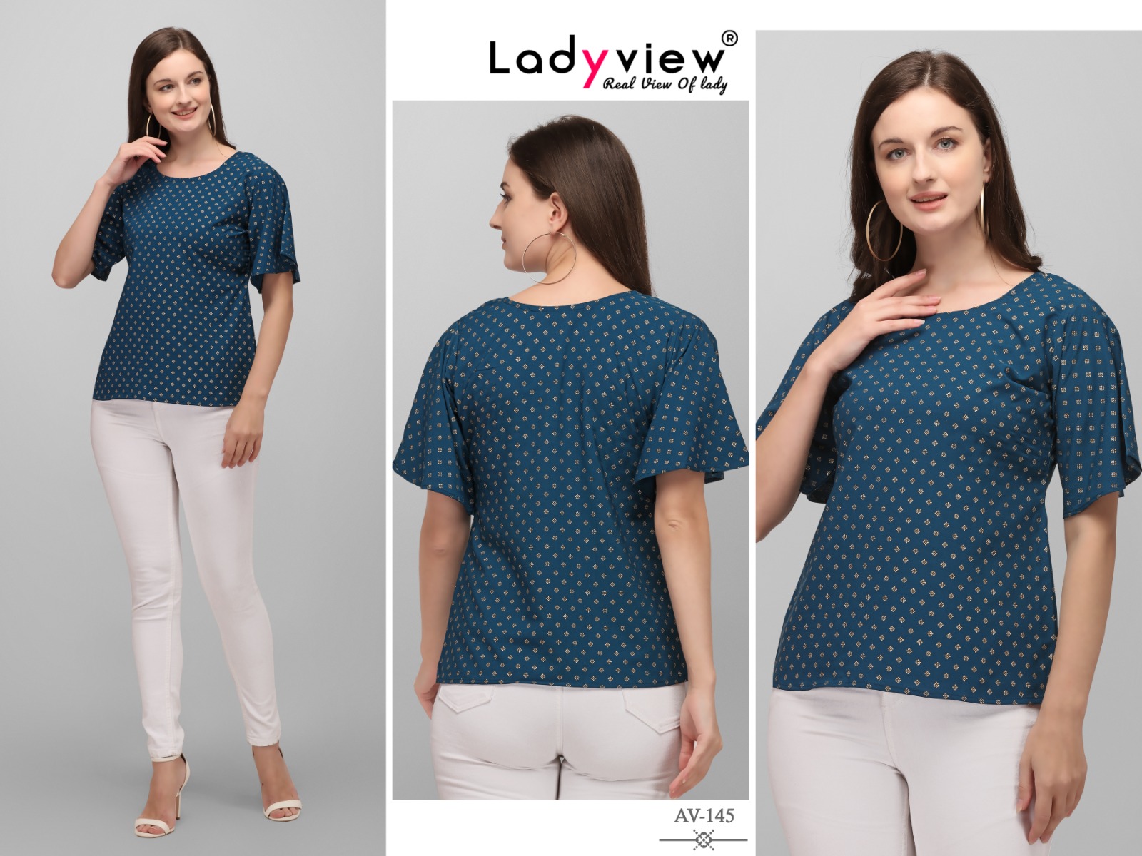 ladyview goldy Heavy Crepe with Foil Print innovative look tops catalog