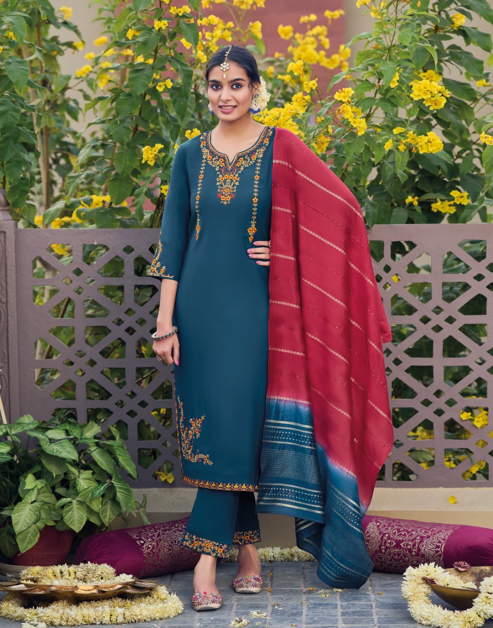 lily and lali gulnaaz silk festive look top bottom with dupatta catalog