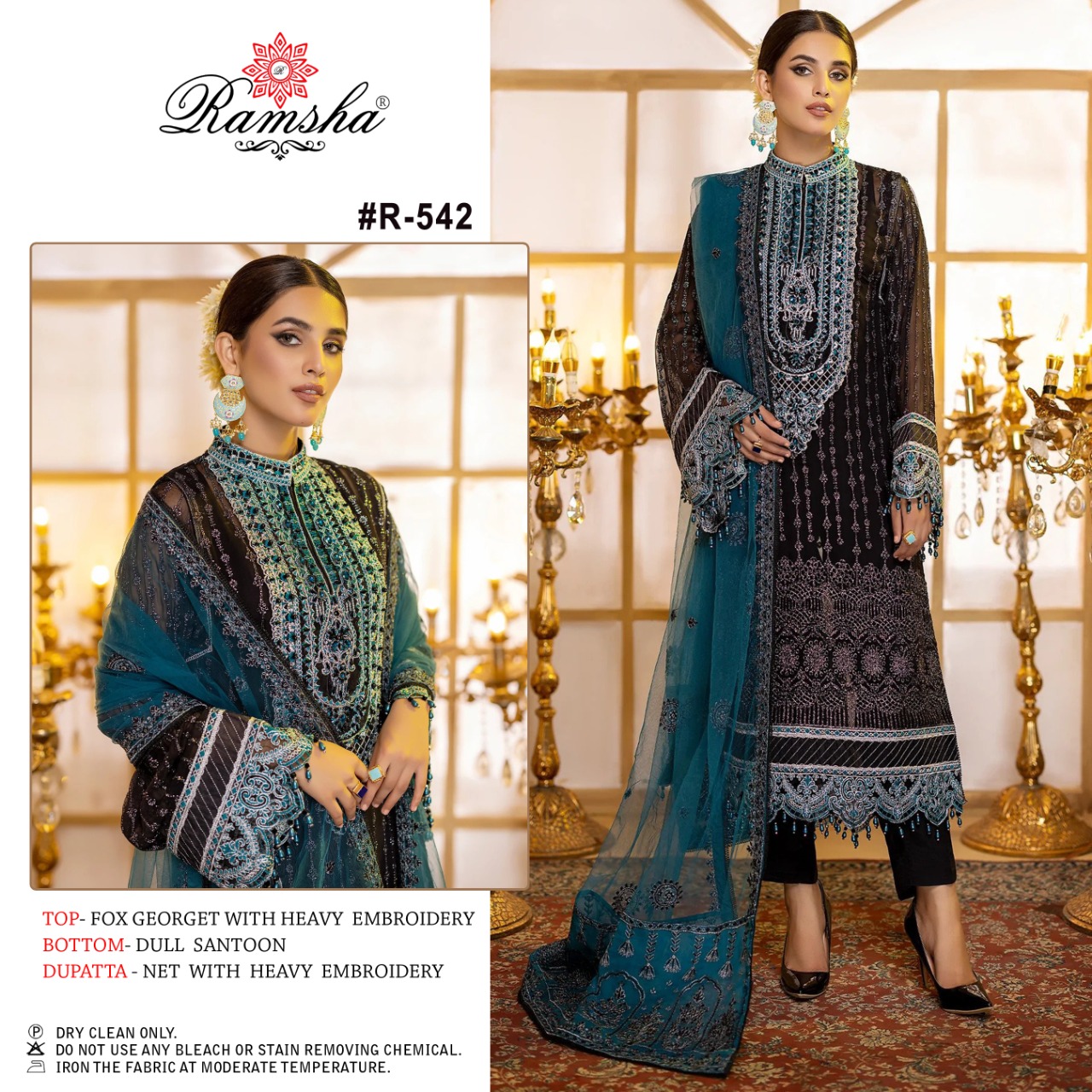 ramsha ramsha r-542 georgette catchy look salwar suit single