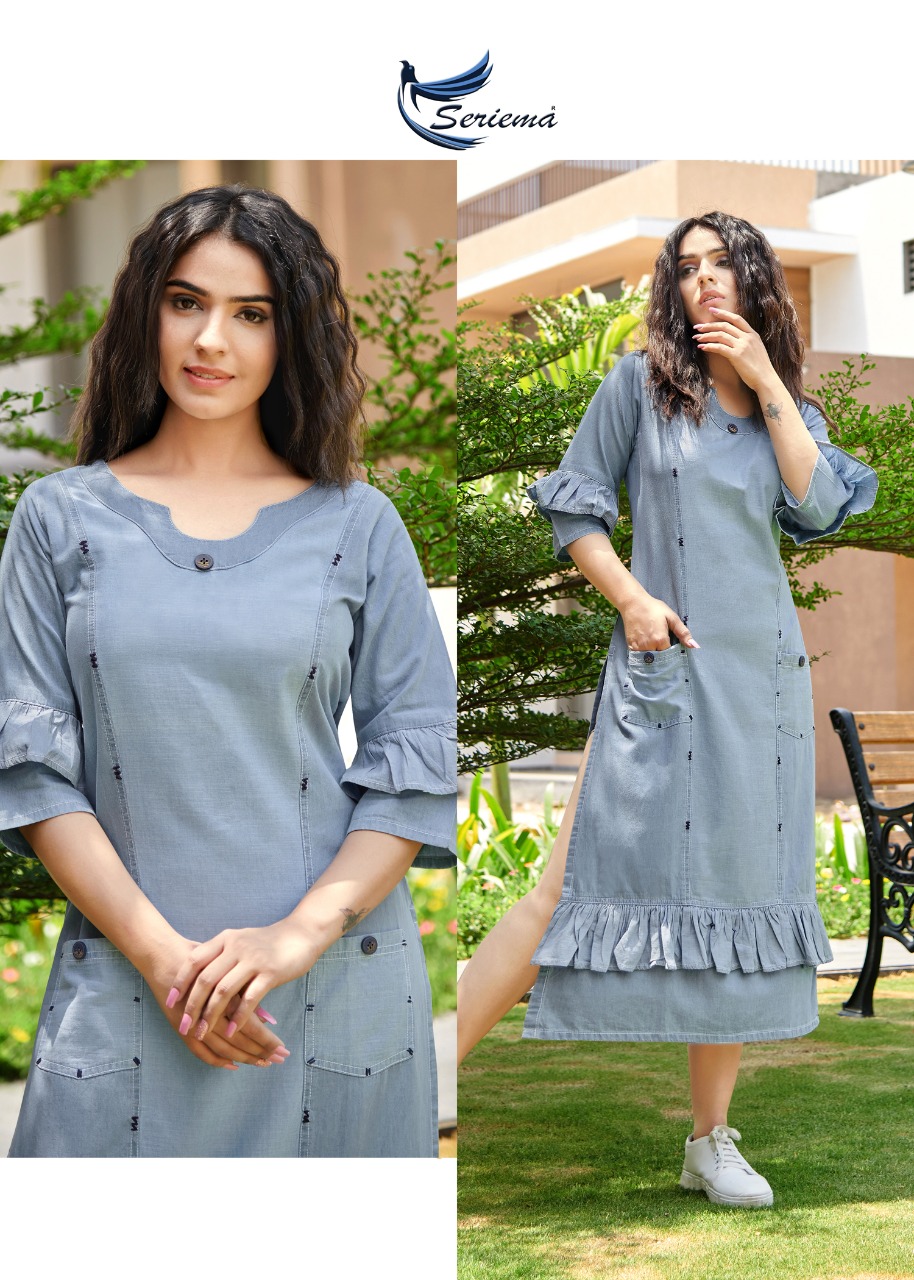 seriema kumb capture 3 cotton denim stylish look fancy look kurti catalog