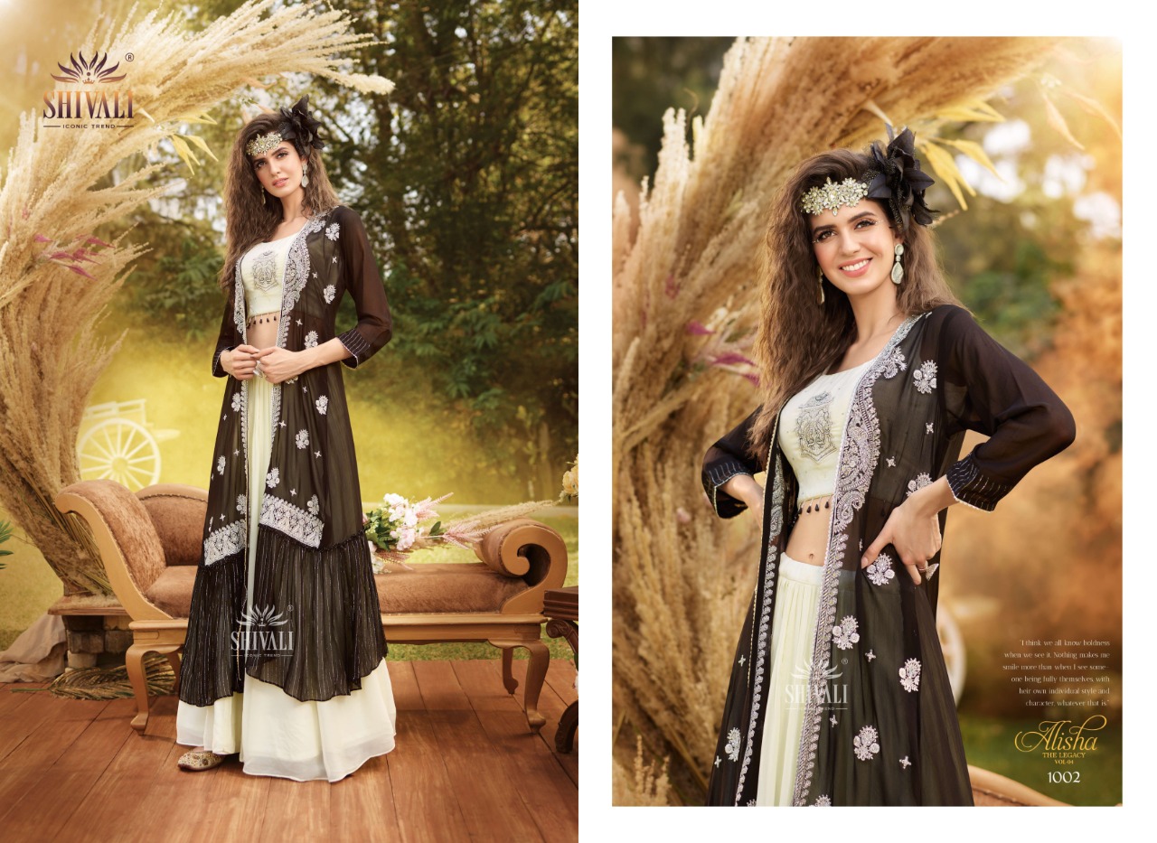 shivali alisha the legacy 4 fancy innovative look indo western catalog