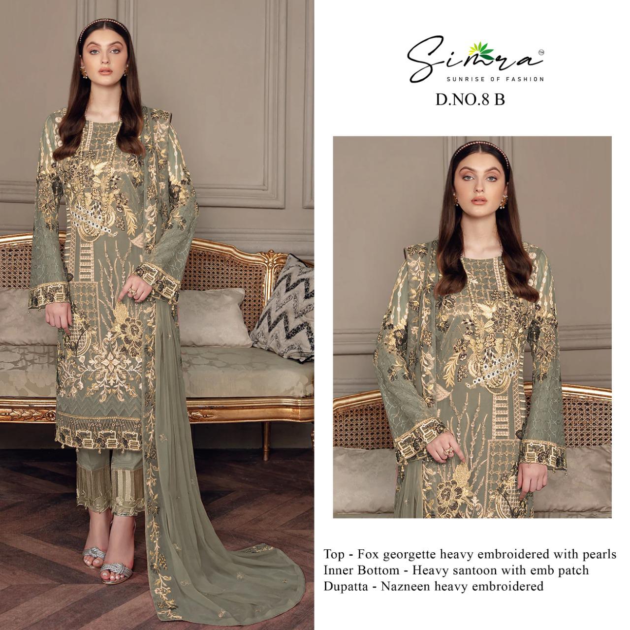 simra simra d no  8 georgette  new and modern style salwar suit catalog