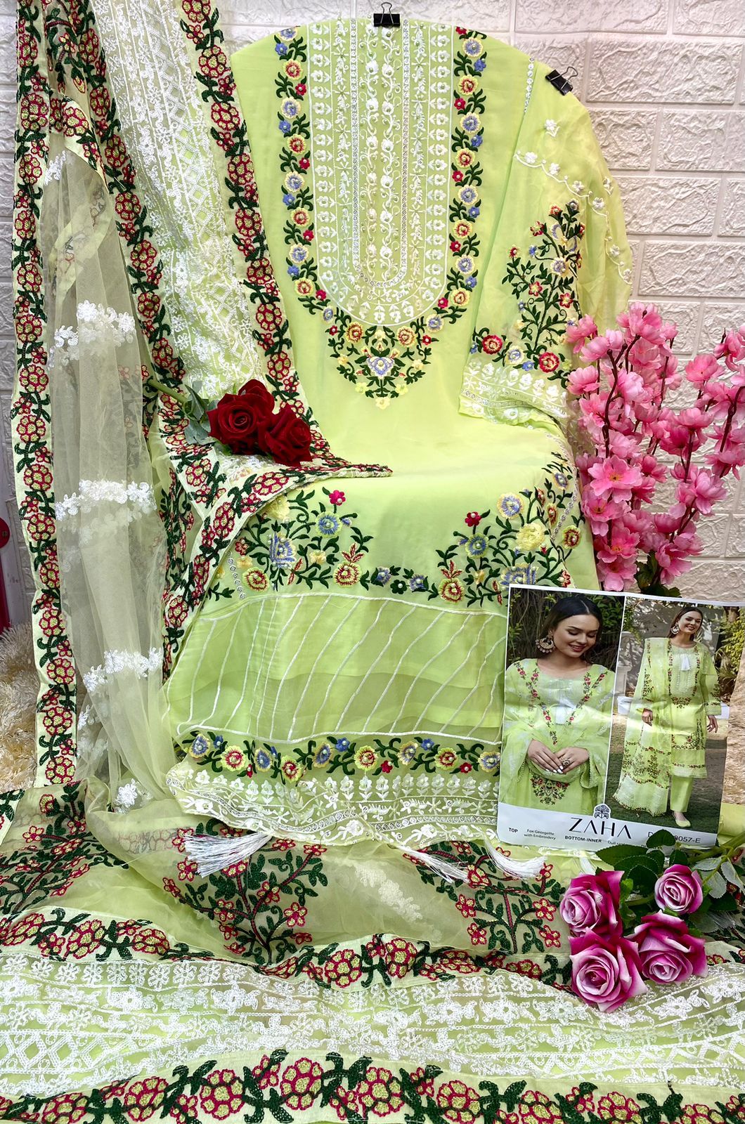 zaha zainab chottani d no 10057 e f g georgette regal look salwar suit catalog