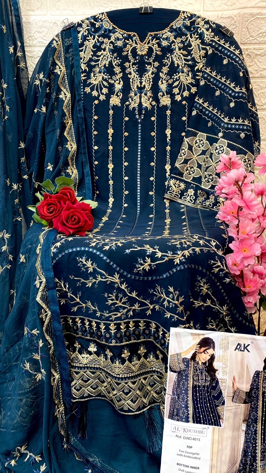 al khushbu alk d no 4015 georgette attractive look salwar suit singale