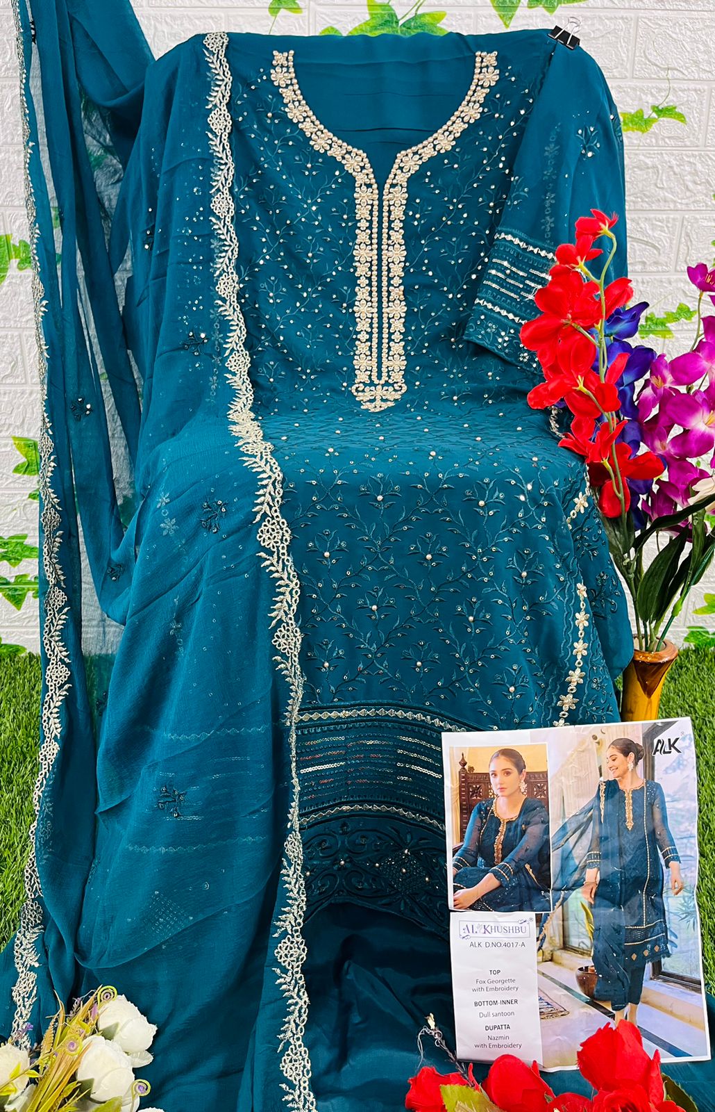 al khushbu alk d no 4017 a b c georgette grace ful look salwar suit catalog