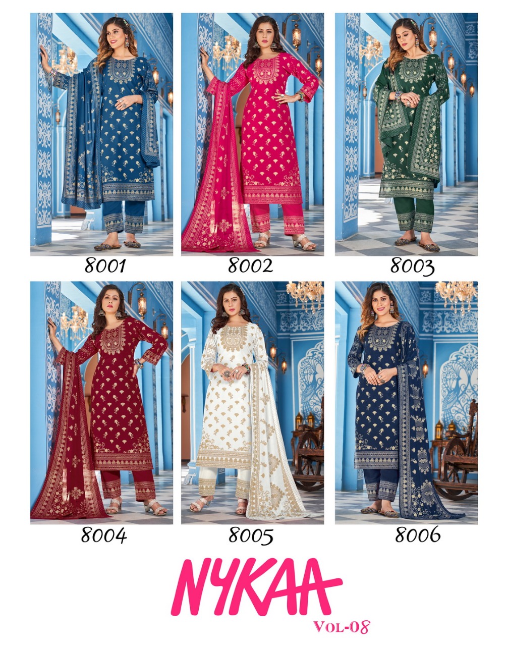 Banwery Fashion nykaa vol 8 rayon new and modern style top pent with dupatta catalog