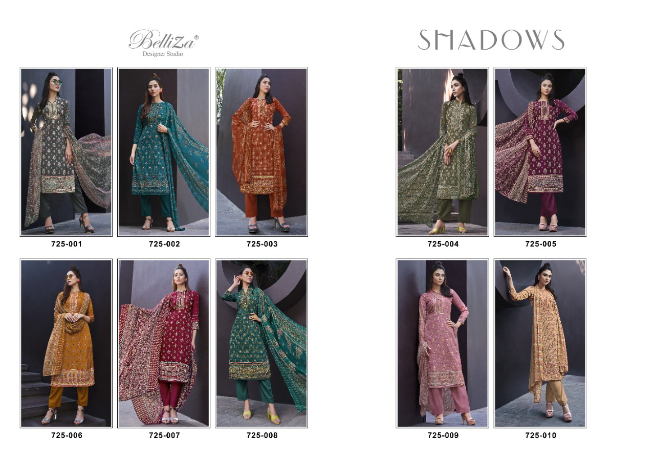 belliza designer studio Shadows crepe greceful look salwar suit catalog