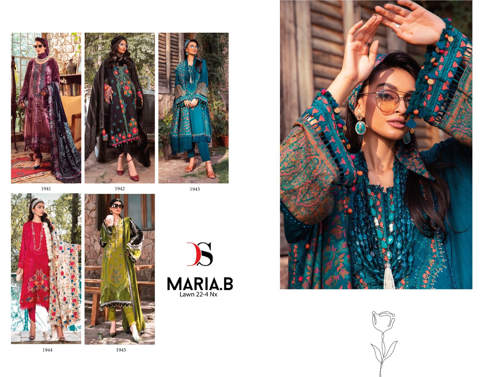 deepsy suit Maria b lawn 22 4 nx cotton elegant look salwar suit with chiffon dupatta catalog