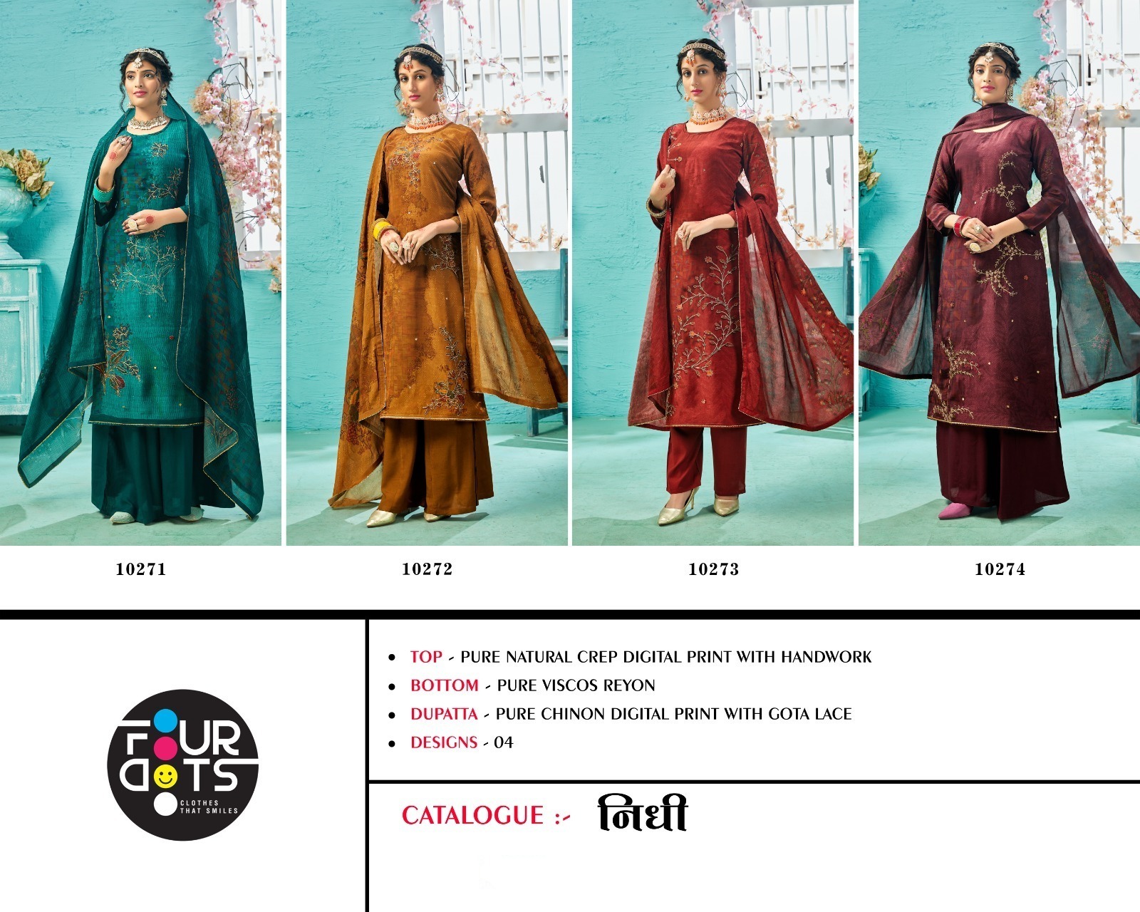 fourdots nidhi crep exclusive print salwar suit catalog