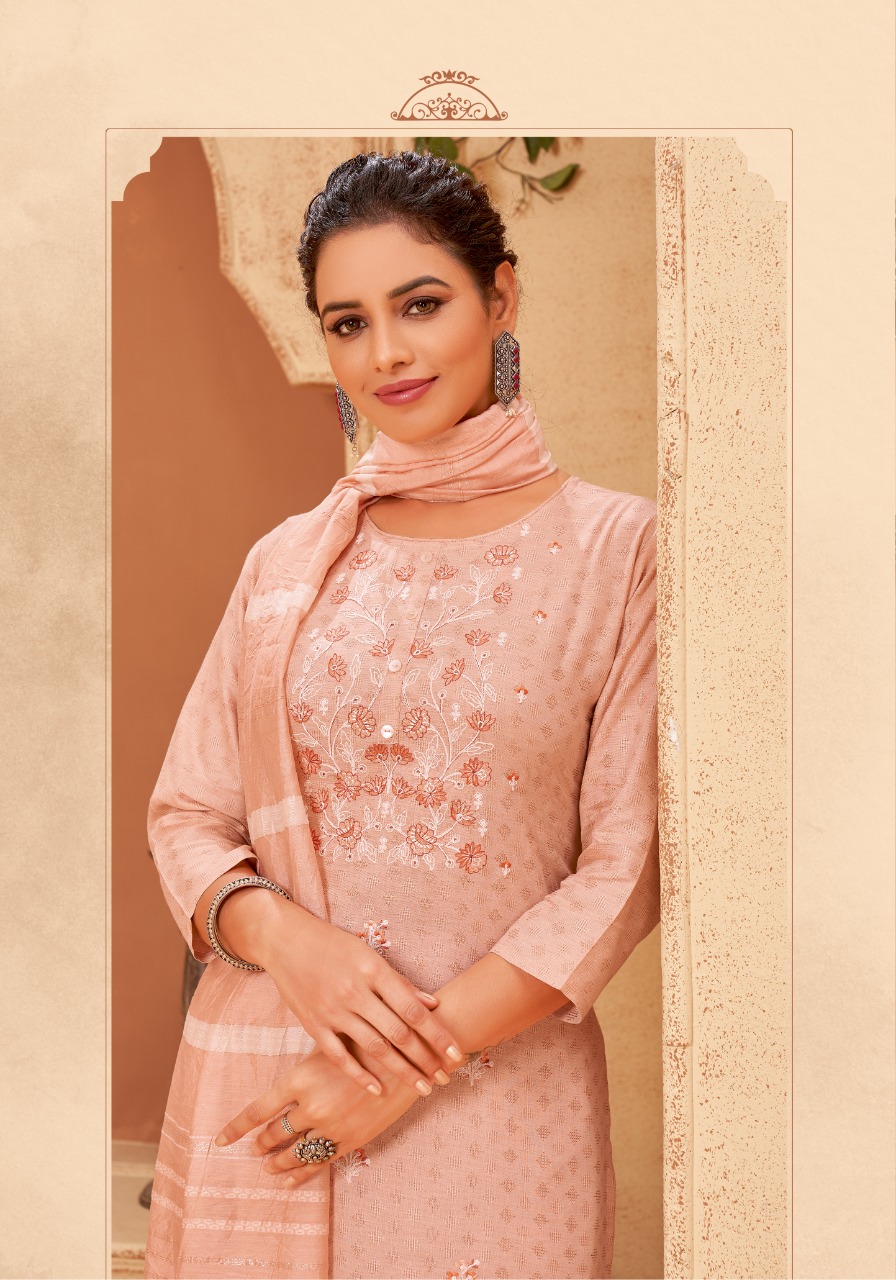 pink mirror portrait viscose decent embroidery look top pant with dupatta catalog
