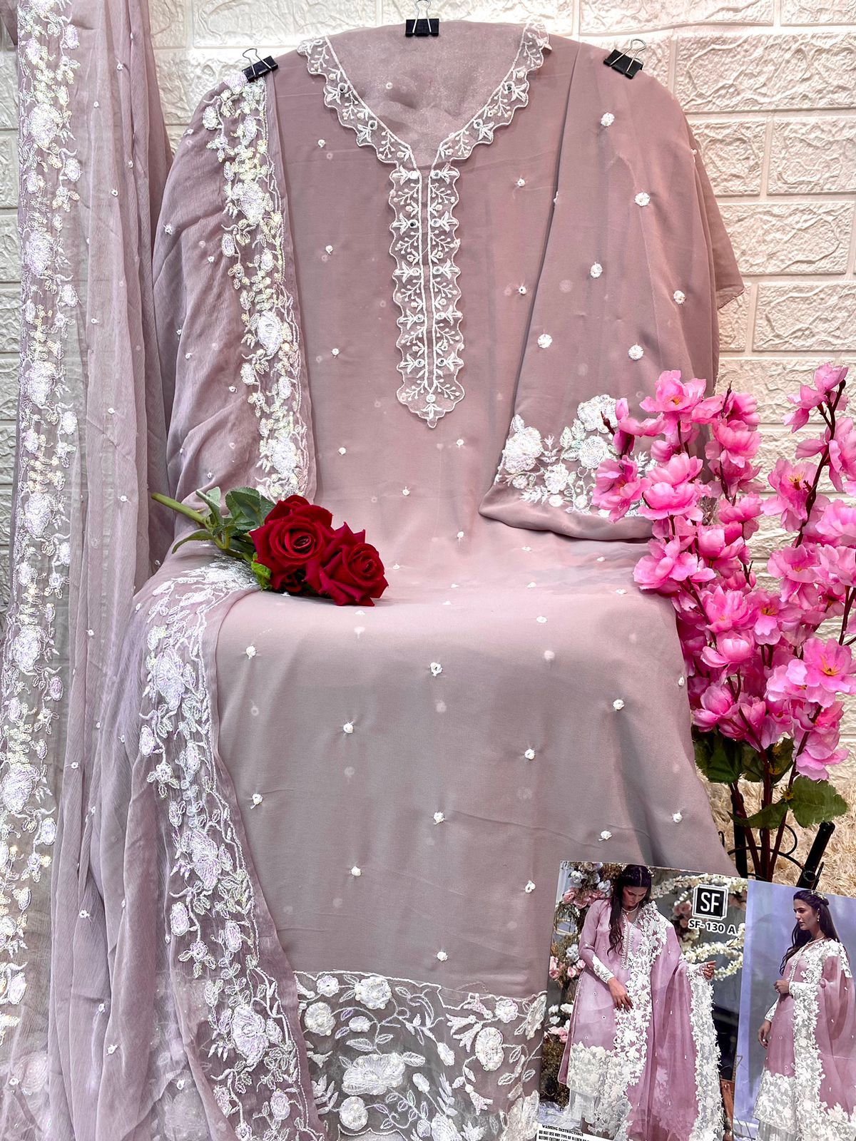 sf fashion sf 134 georgette aunthentic fabric salwar suit single