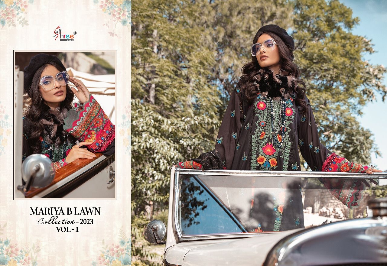 shree fabs maria b Lawn collection 2023 vol 1 cotton elegant look salwar suit with cotton dupatta catalog