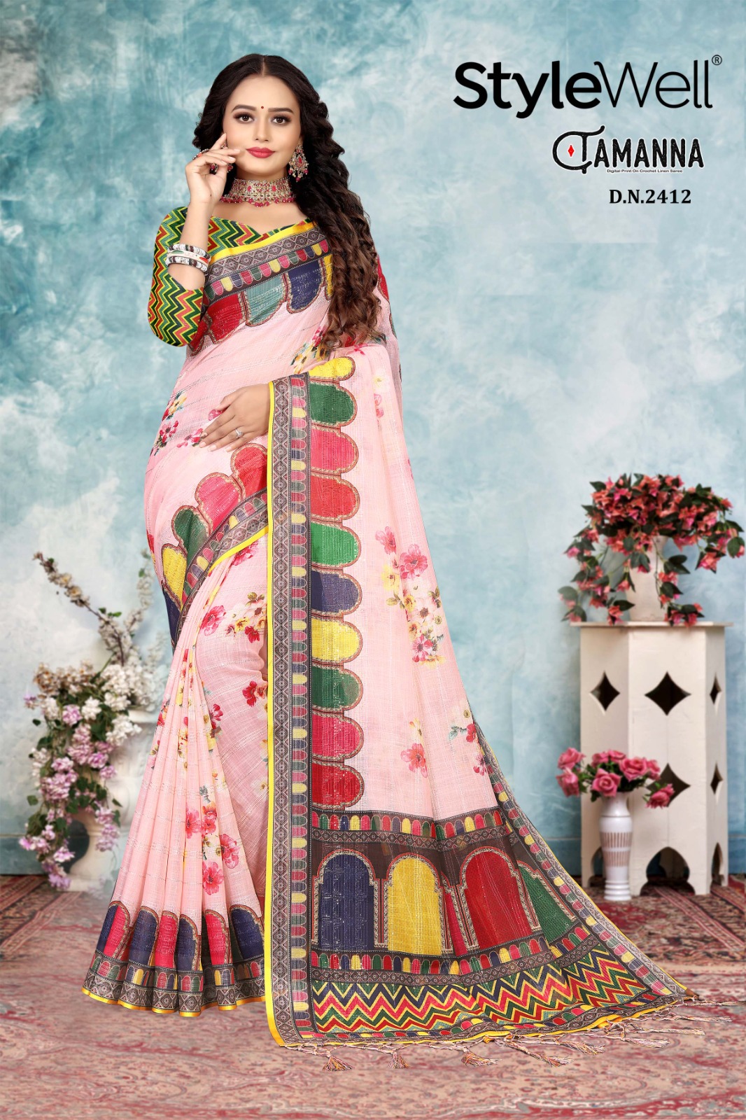 stylewell tamanna vol 3 linen exclusive print saree catalog