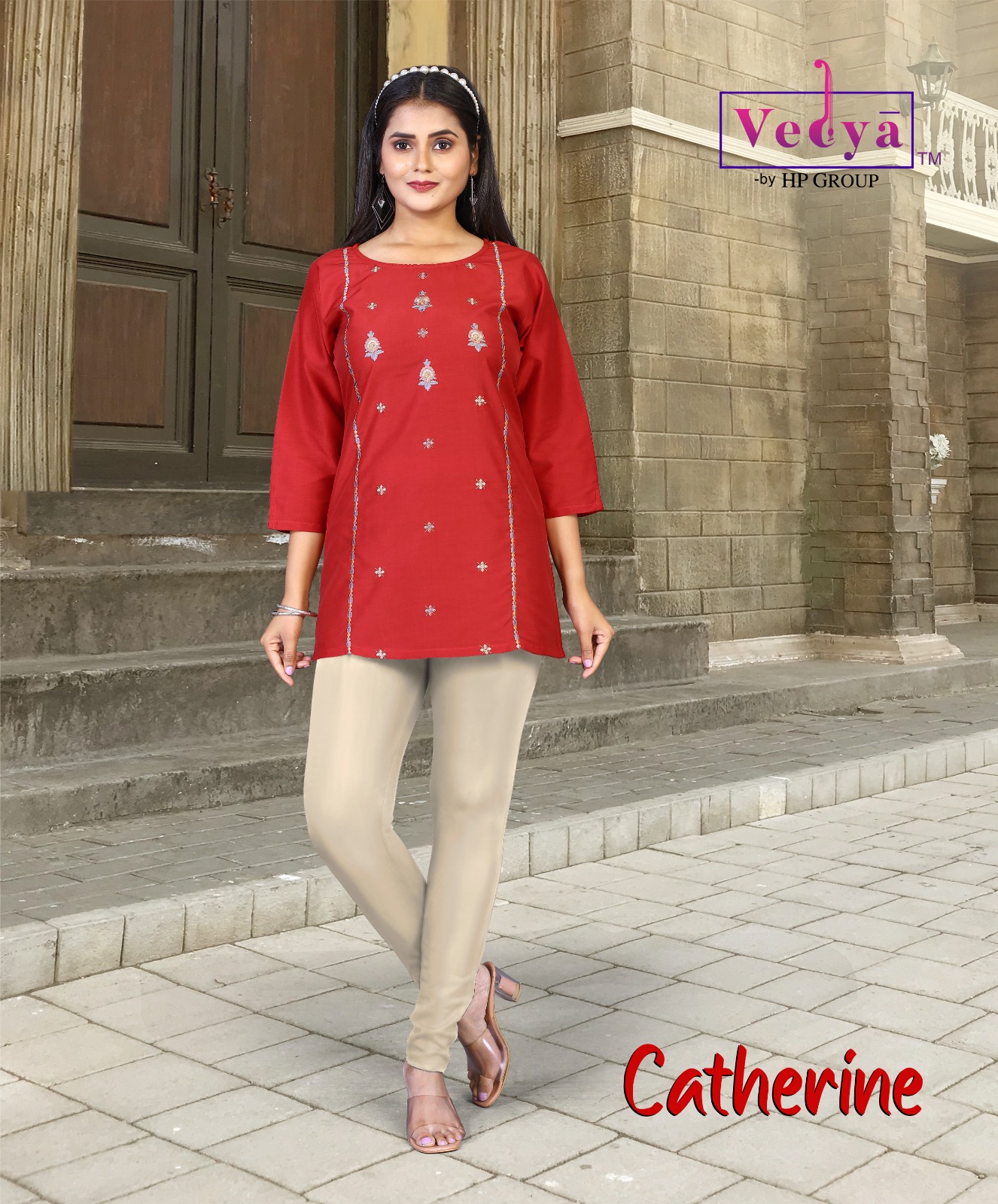 Vedya catherine chinon silk elegant look kurti catalog