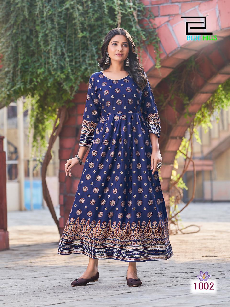 blue hills kesar rayon new nad modern style gown catalog