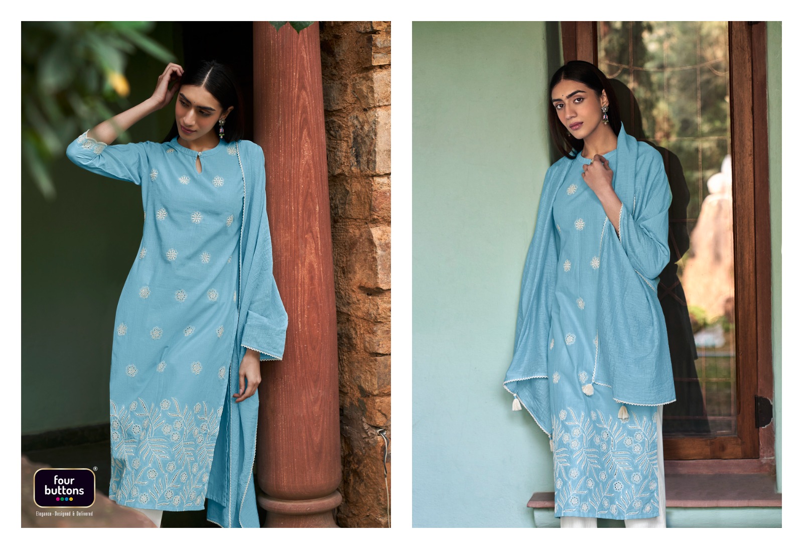 four buttons innar cotton attrective look top bottom with dupatta catalog