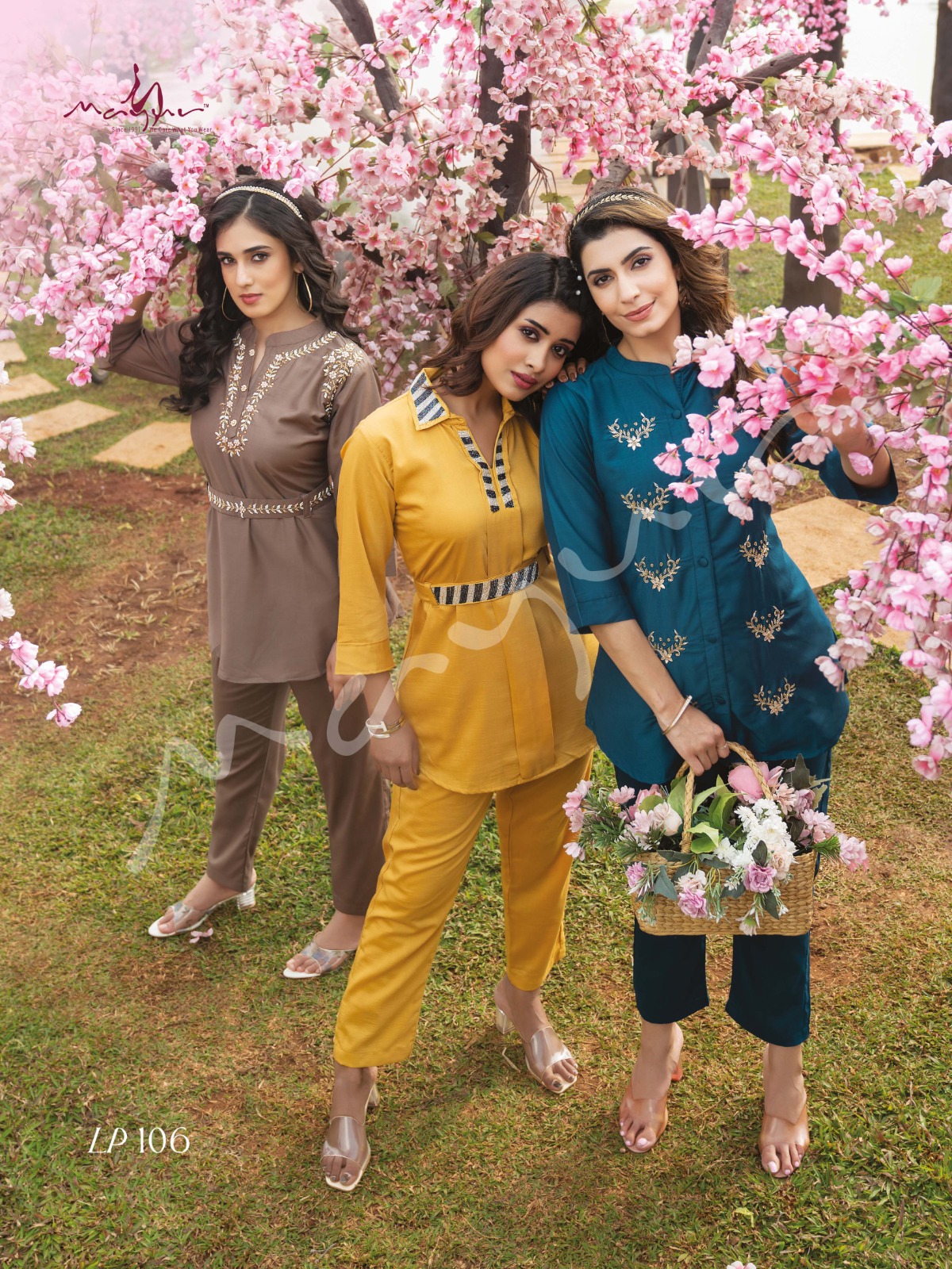 mayur luxury chinnon new and modern style top with pant catalog