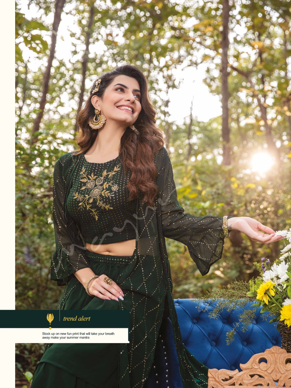 mayur tyohar vol 2 georgette catchy look kurti Sharara Divider Skirt Jacket catalog