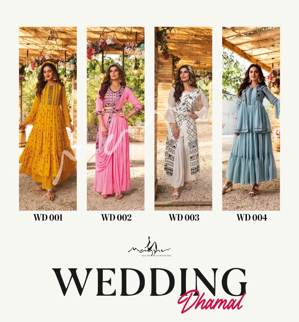 mayur wedding dhamal georgette catchy look indo western catalog