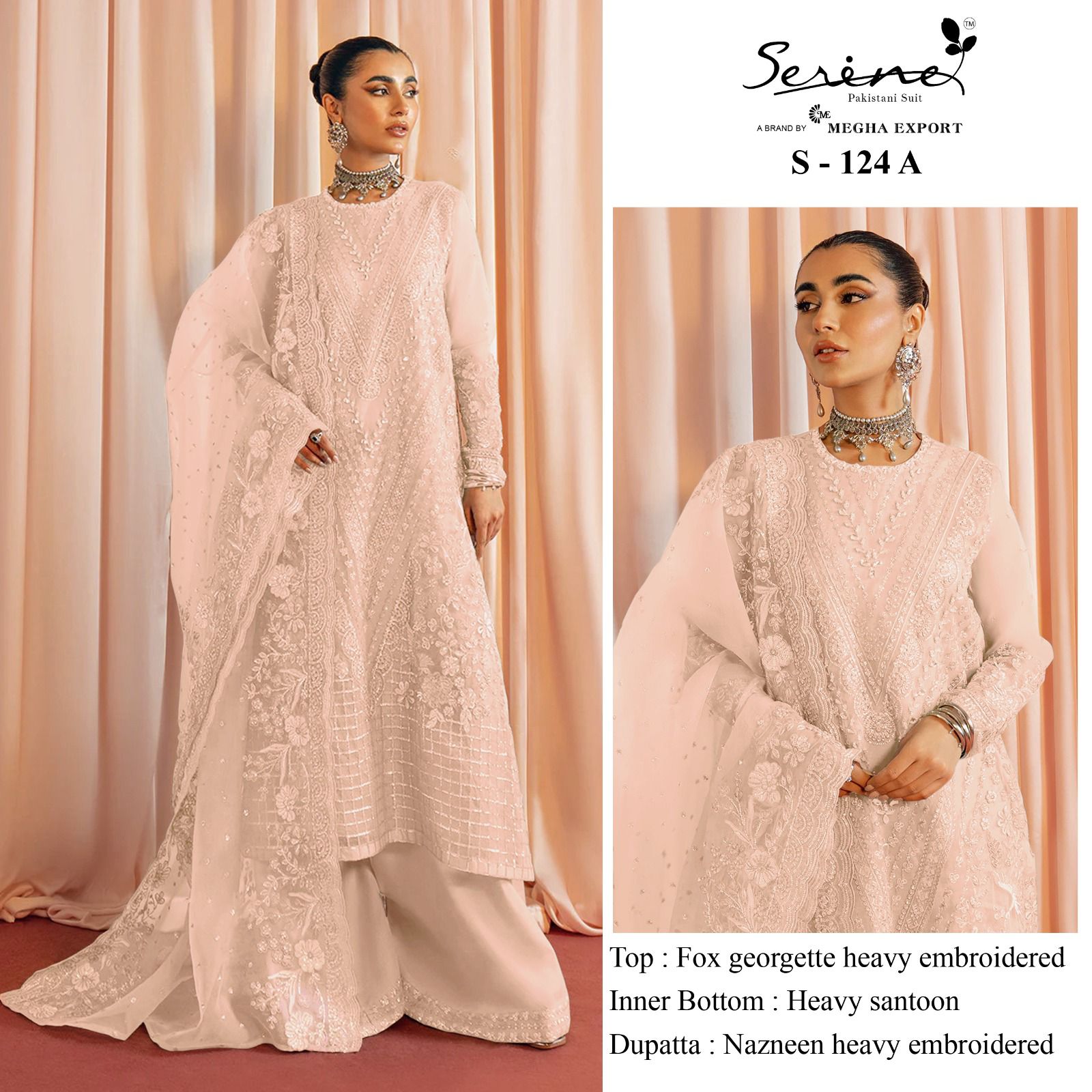 serine Megha Exports  S 124 A TO D  georgette Elegant look salwar suit catalog