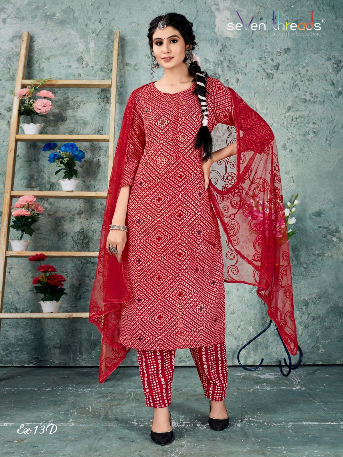 seven threads seven threads  D NO 13 and 14 cotton catchy look top bottom with dupatta size set