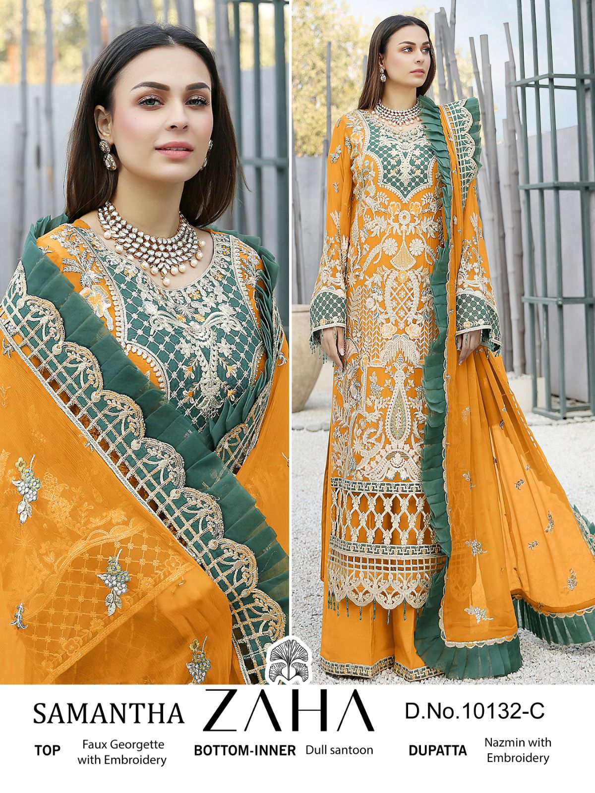 zaha samantha vol 1 d no 10132 a B c d georgette regal look salwar suit catalog