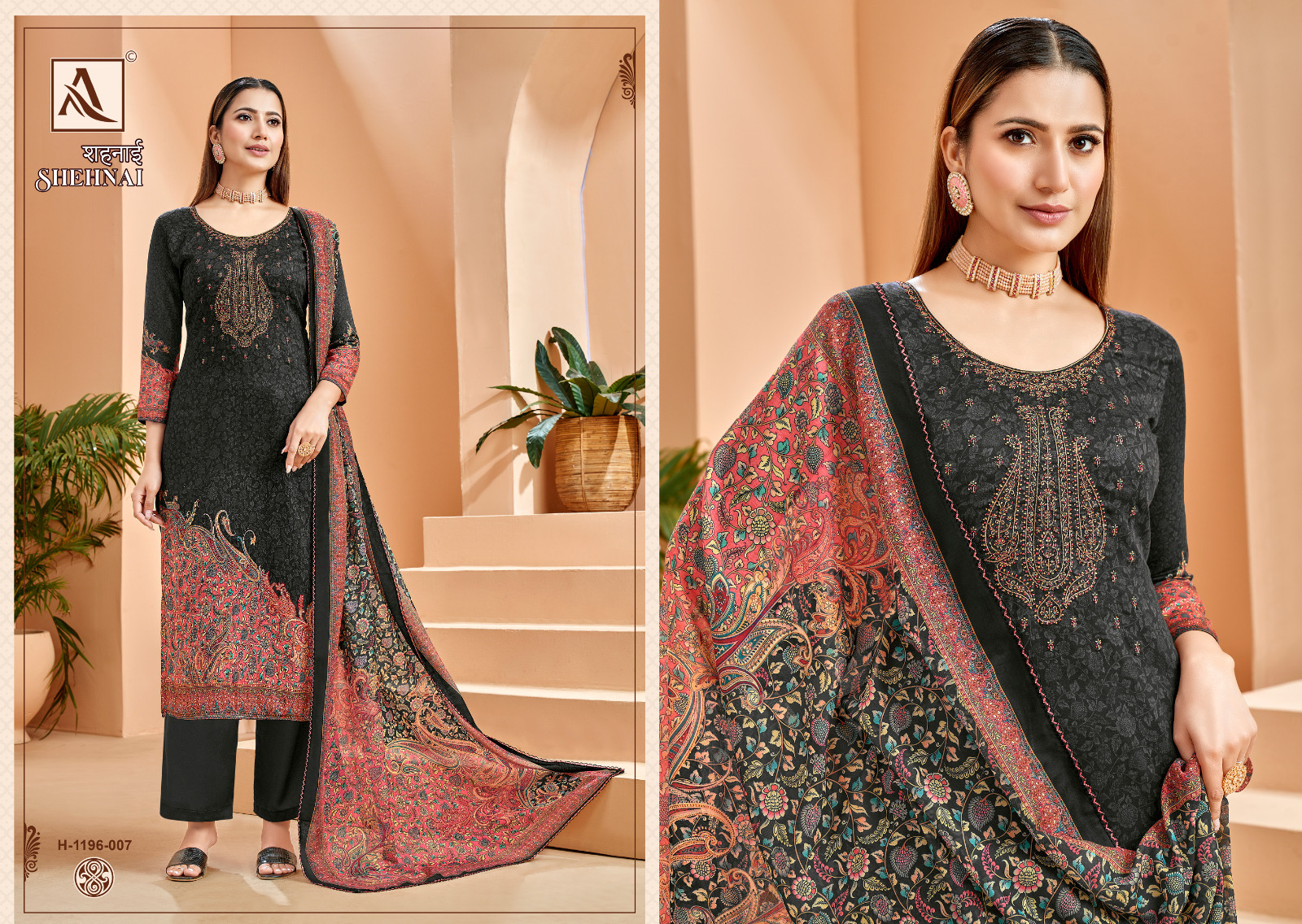 alok suit shehnai Pure Zam Digital Print Kashmiri Embroidery gorgeous look salwar suit catalog