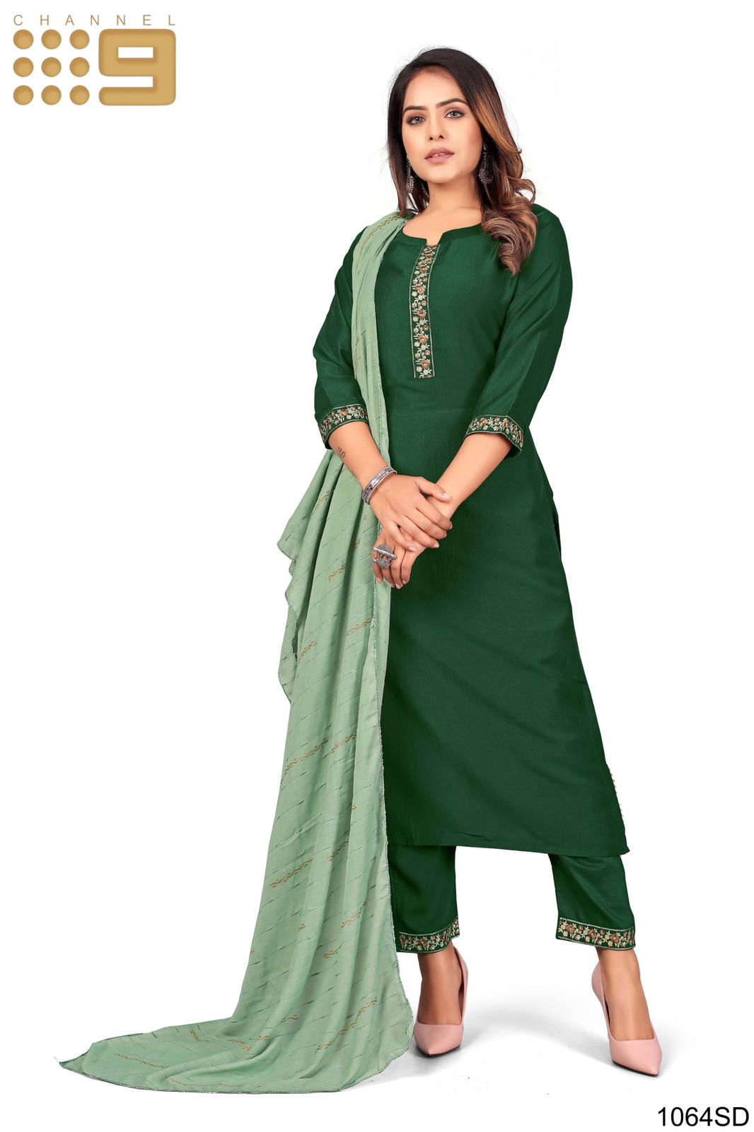 channel 9 SKU 1064 65 69 70 Rayon attractive look top bottom with dupatta size set