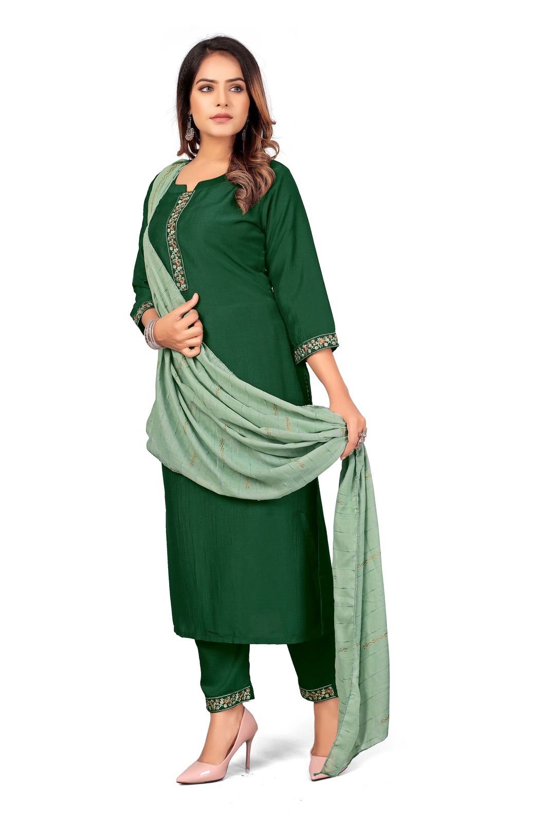 channel 9 SKU 1064 65 69 70 Rayon attractive look top bottom with dupatta size set