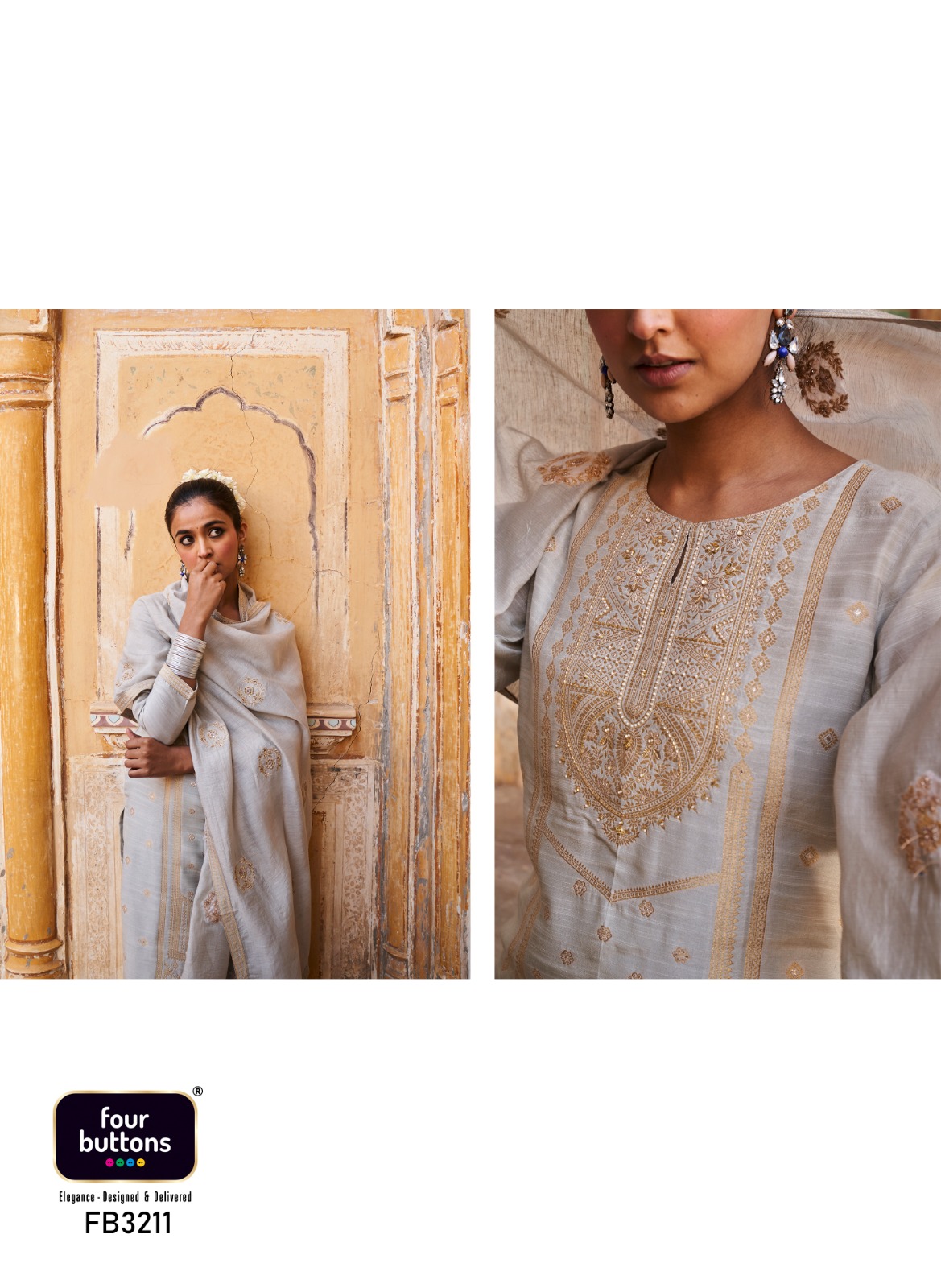 four buttons aarzoo linen attrective look top bottom with dupatta catalog
