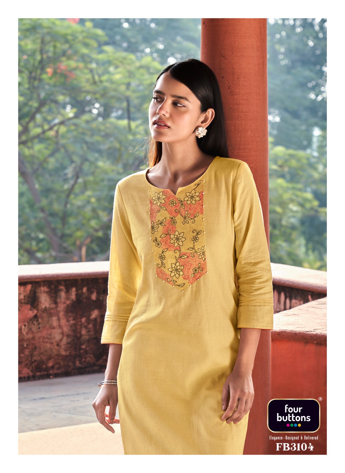 four buttons raina cotton attrective look kurti catalog