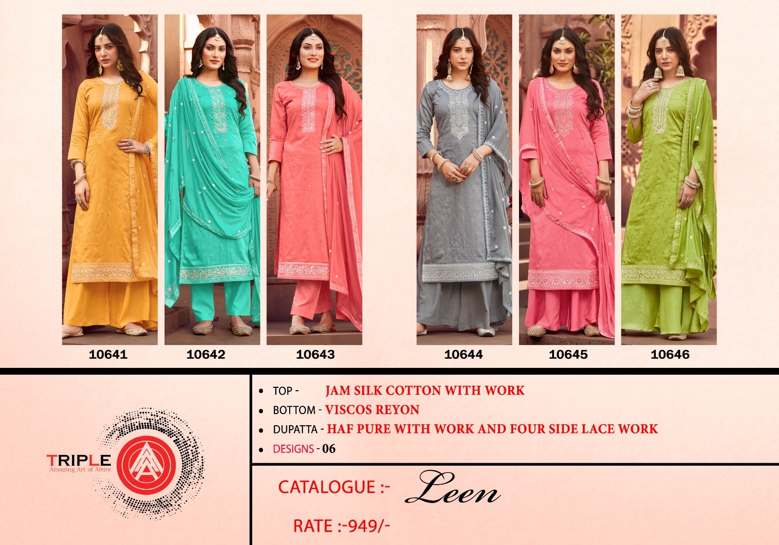 kalarang leen silk cotton festive look salwar suit catalog
