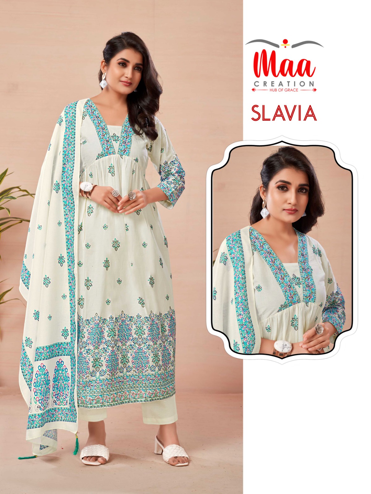maa creation slavia cotton exclusive look top bottom with dupatta size set