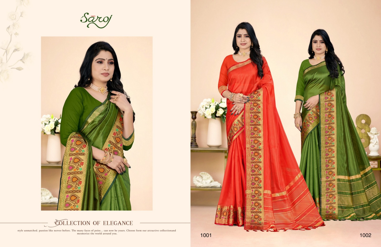 saroj saree raaga silk 1 organza innovative look saree catalog