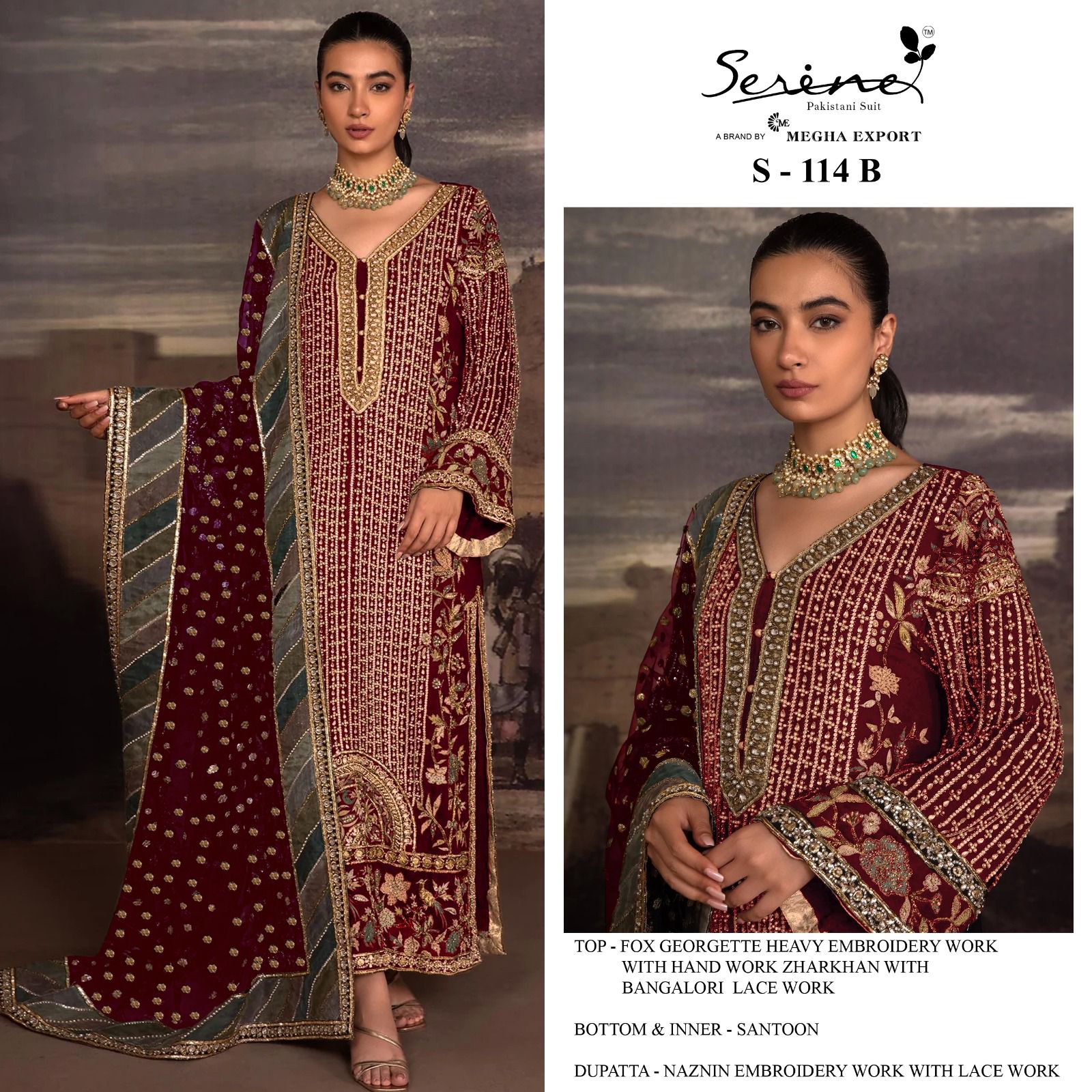 serine Megha Exports D NO S 114 A TO D  georgette Elegant look salwar suit catalog
