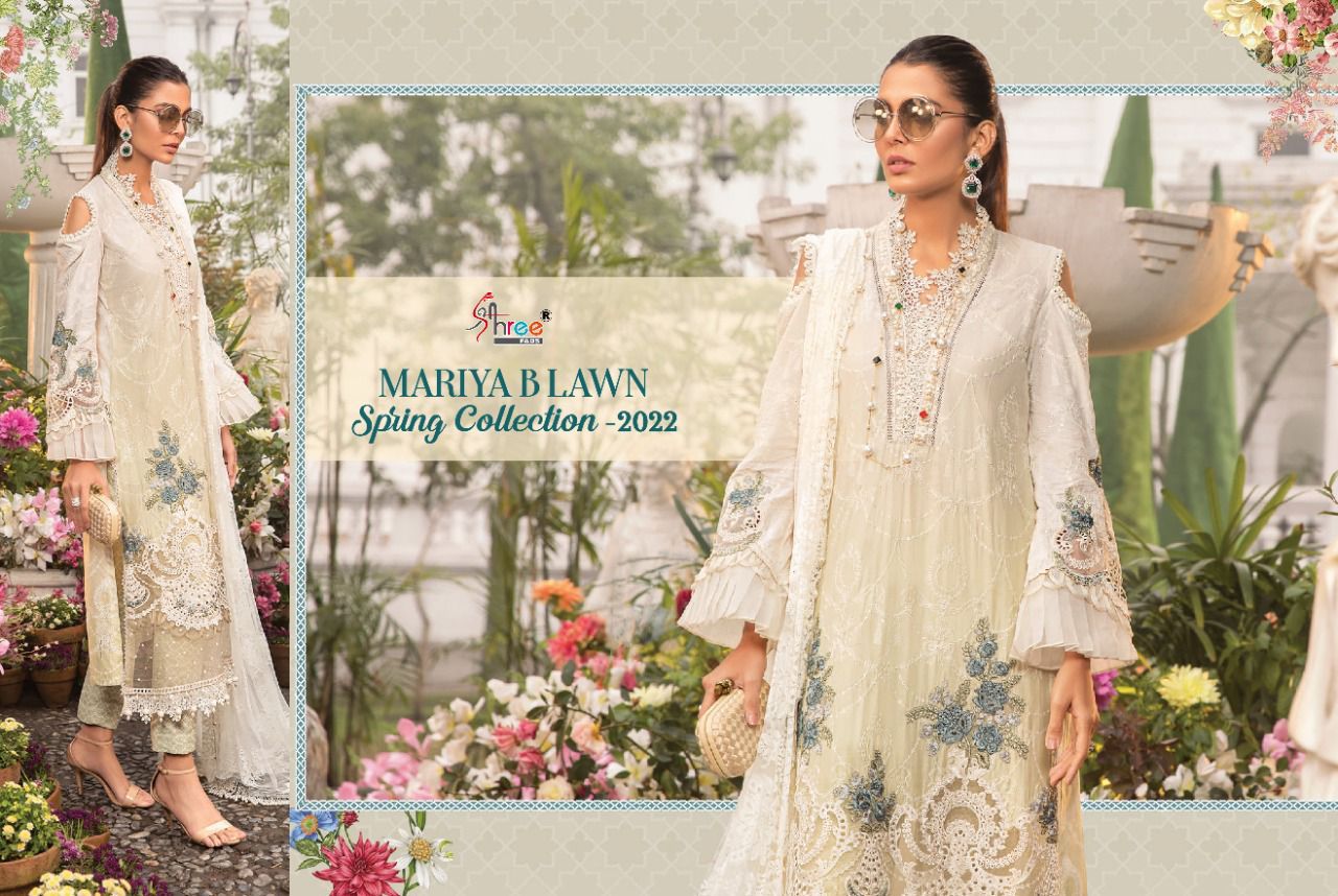 shree fab mariya b lawan spring spring collection 2022 cotton regal look salwar suit with siffon dupatta catalog