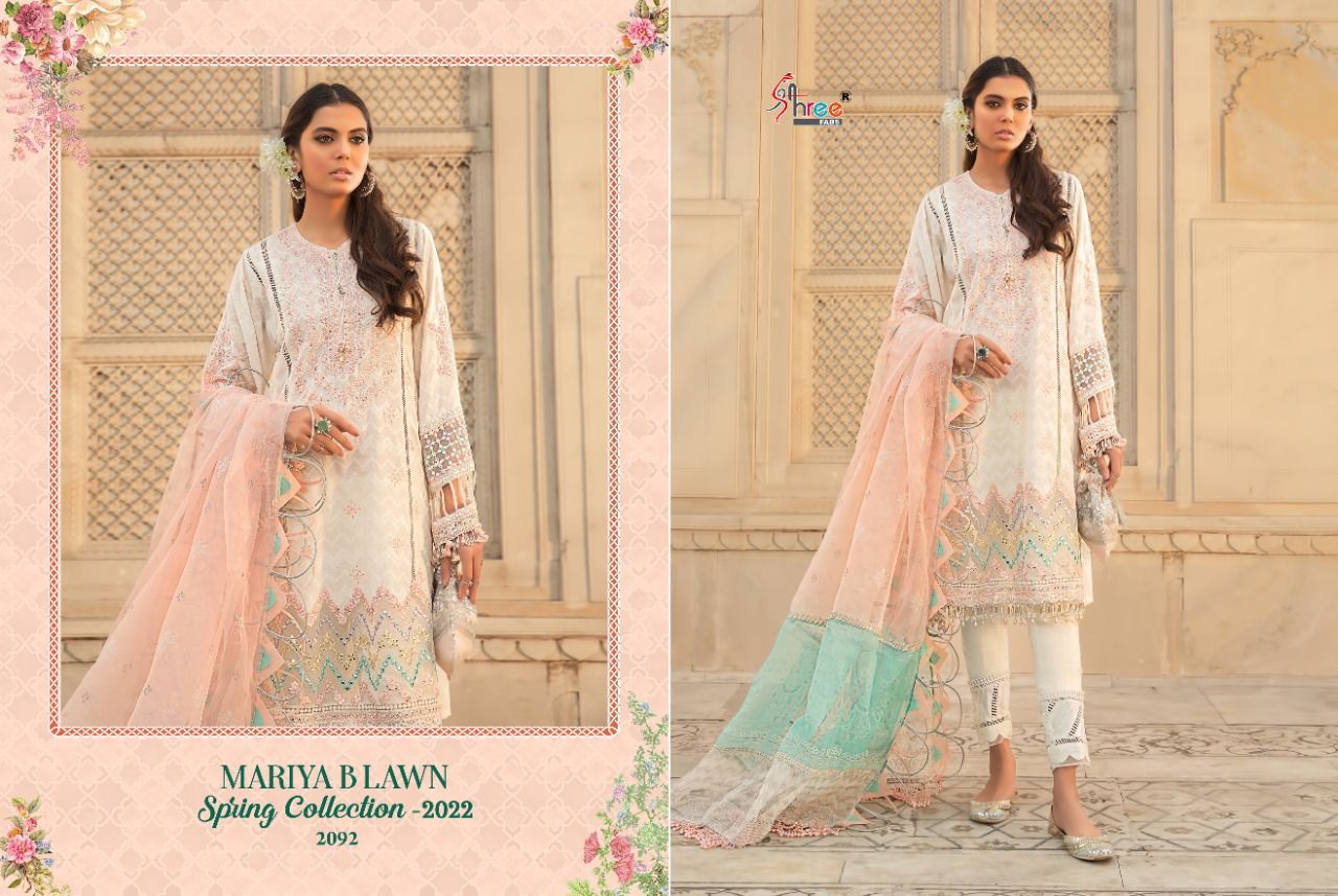 shree fab mariya b lawan spring spring collection 2022 cotton regal look salwar suit with siffon dupatta catalog