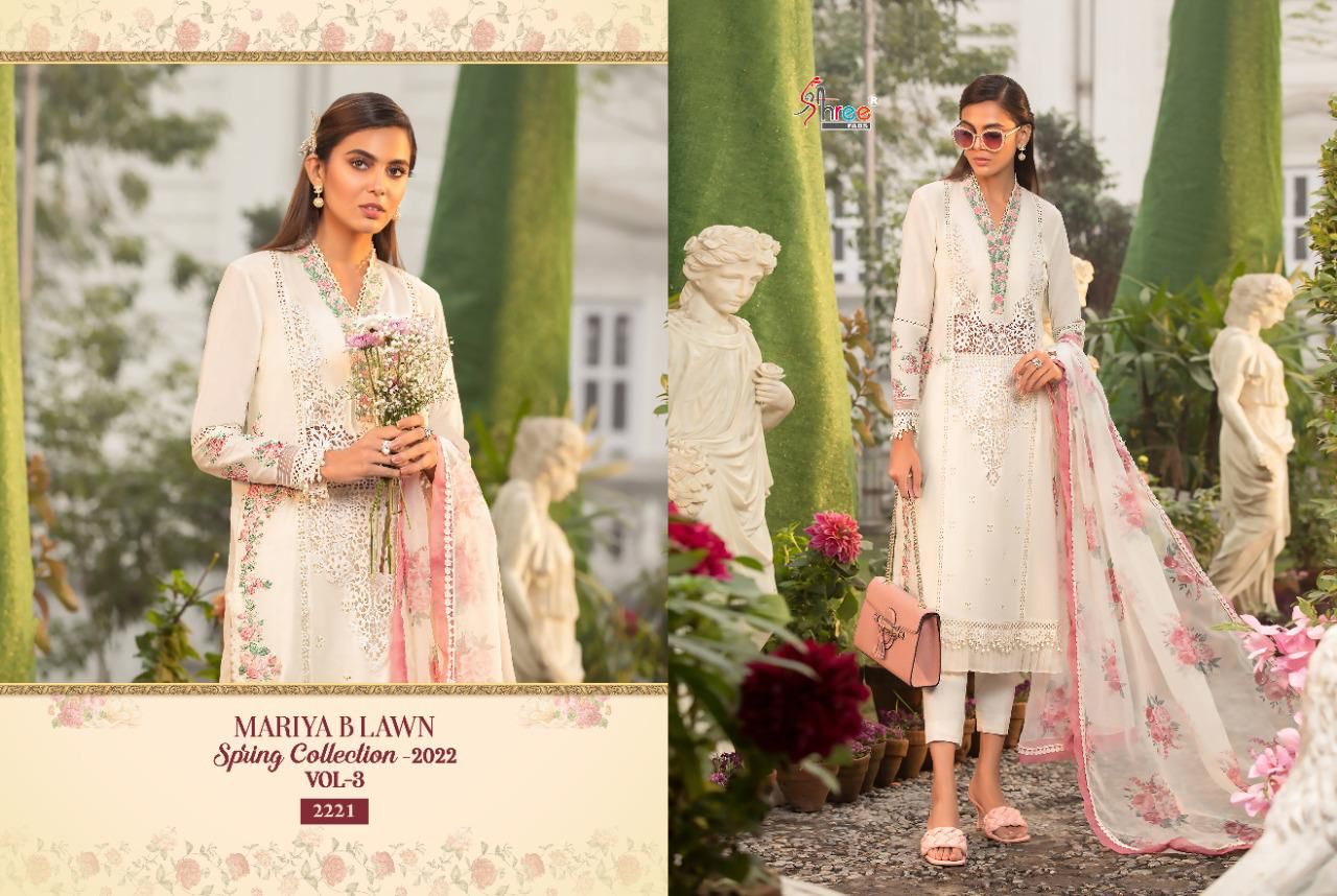 shree fab mariya b lawn spring  collection vol 3 lawn authentic fabric salwar suit with cotton dupatta catalog