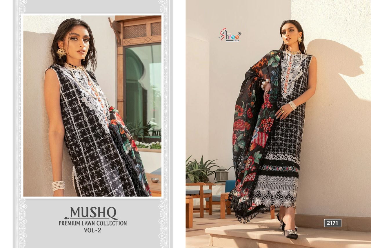 shree fab mushq premium lawn collection vol 2cotton catchy look salwar suit catalog