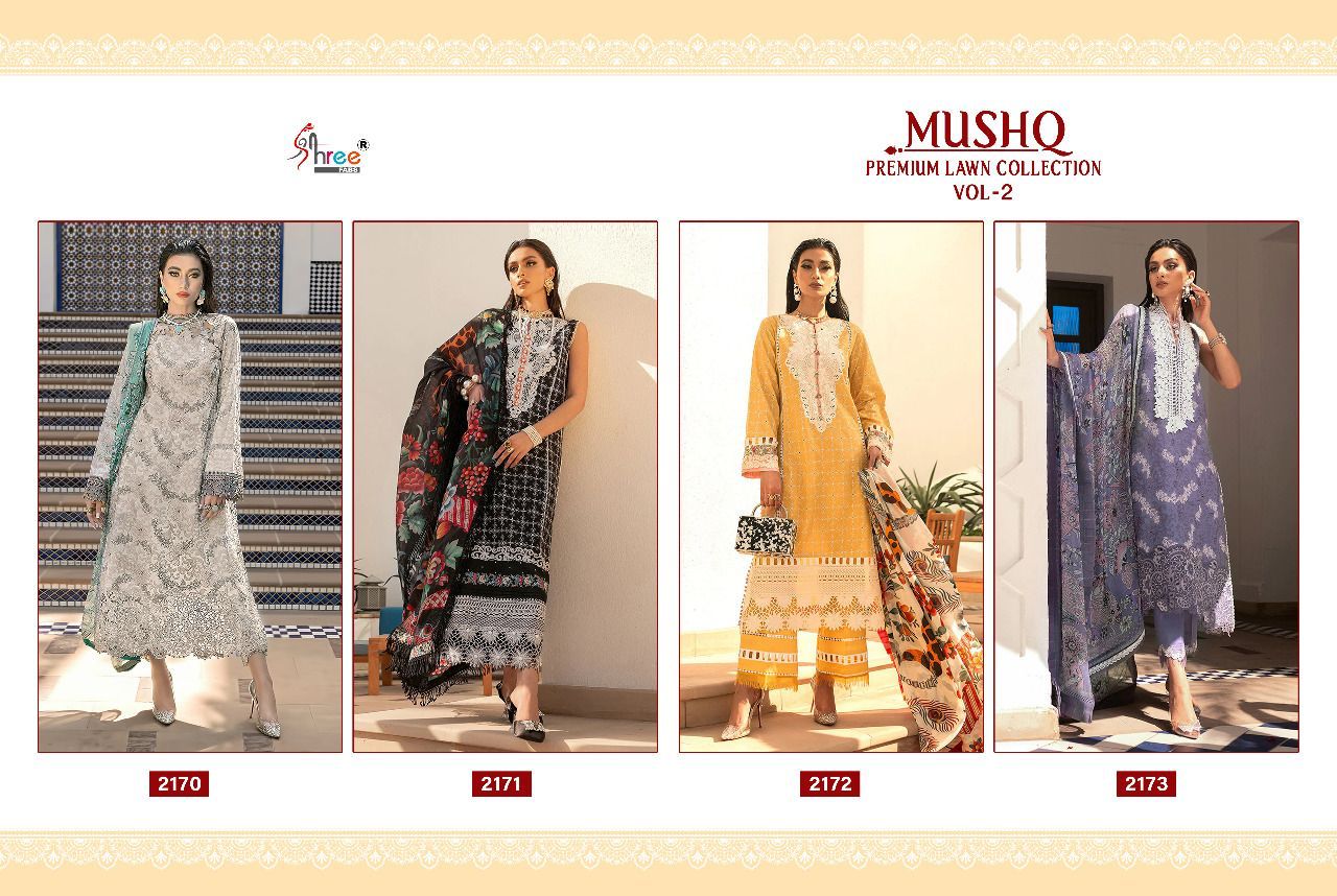 shree fab mushq premium lawn collection vol 2cotton catchy look salwar suit catalog